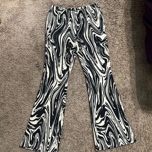 Marble Print Flare Leg Pants